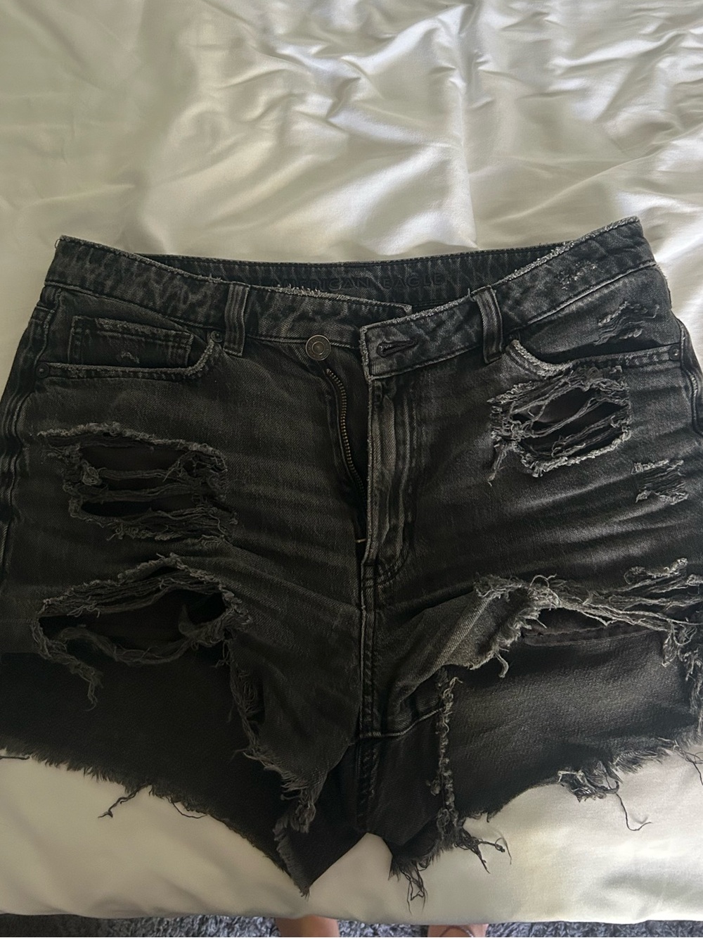 American Eagle Outfitters Black Distressed Denim Cutoff Shorts